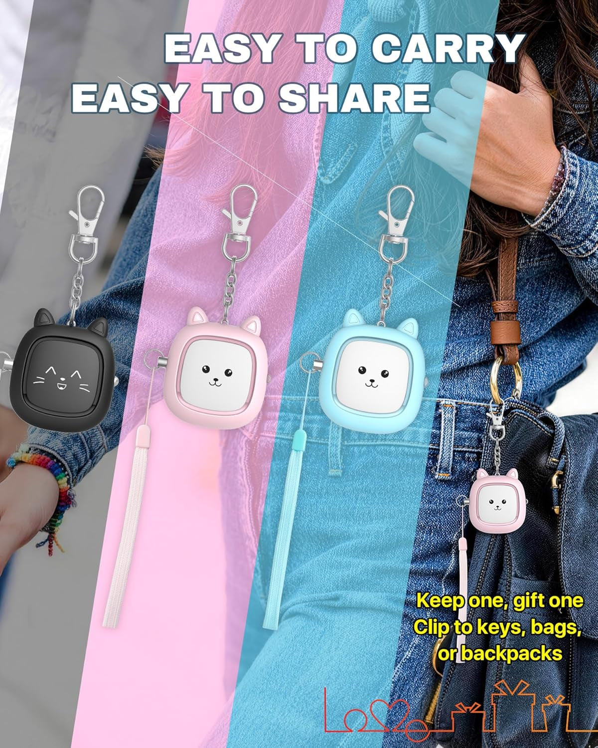 Personal Safety Alarm, 3 Pack Loud 130Db Siren Emergency Panic Alarm with LED Light, Easy Pull Pin Keychain Self-Defense Security Alarm for Women, Seniors, Kids
