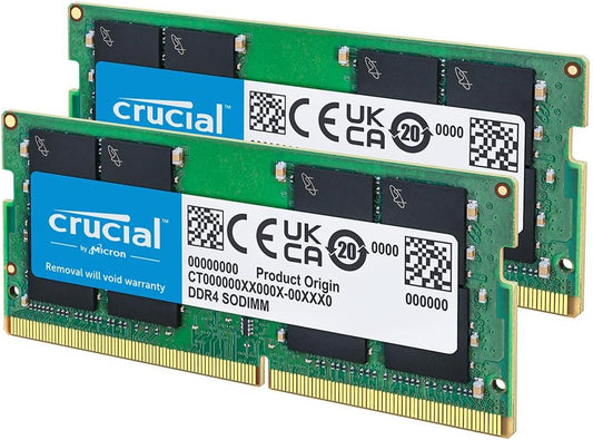 32GB DDR4 RAM Kit (2X16Gb), 3200Mhz (PC4-25600) CL22 Laptop Memory, SODIMM 260-Pin, Downclockable to 2933/2666Mhz, Compatible with 13Th Gen Intel Core and AMD Ryzen 7000 - CT2K16G4SFRA32A